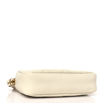 Chanel Shiny Caviar Quilted Chain Melody Camera Bag White 4 of 9