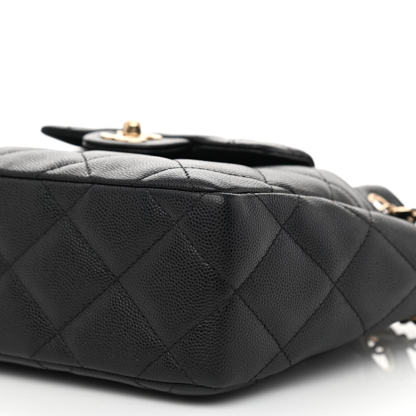 Caviar Quilted Flap Bucket Bag Black