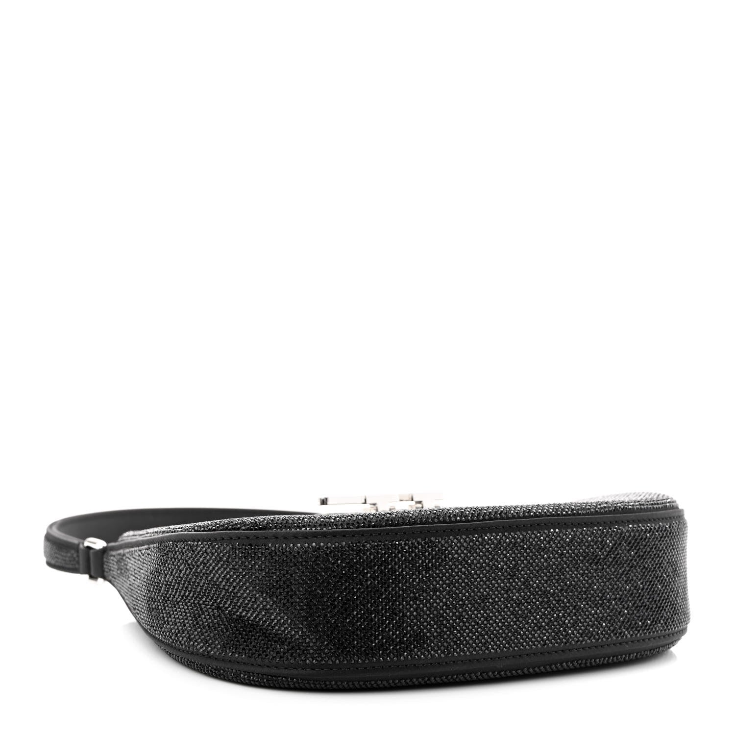 Alexander Wang Calfskin Satin Crystal Embellished Small Legacy Glitter Hobo Black 4 of 15