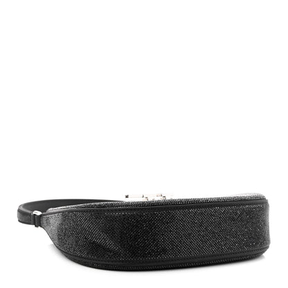 Alexander Wang Calfskin Satin Crystal Embellished Small Legacy Glitter Hobo Black 4 of 15