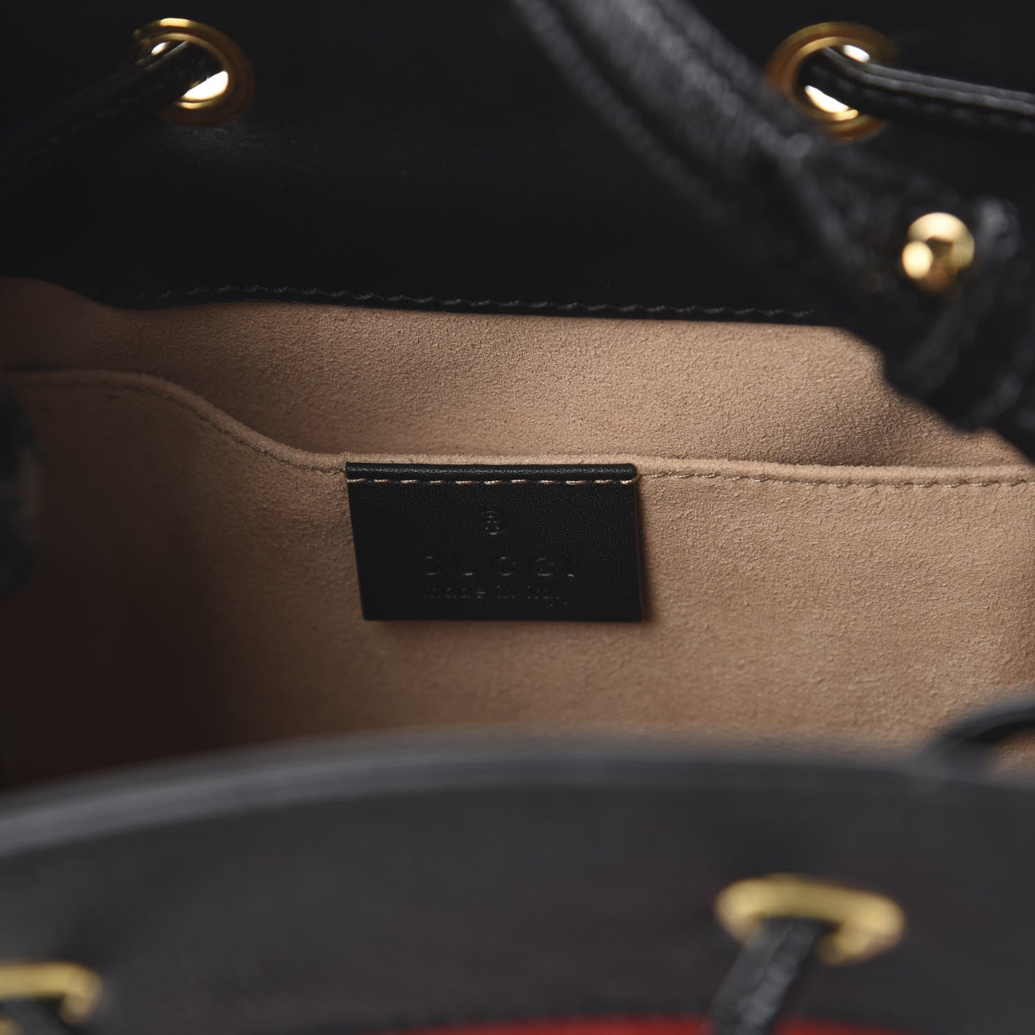 Gucci Suede Patent Web Small Ophidia Bucket Bag Hibiscus Red Black 7 of 8