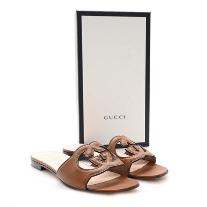 Gucci Cosmos Softy Calfskin Interlocking G Cut Out Slide Sandals 41 Cuir 10 of 10