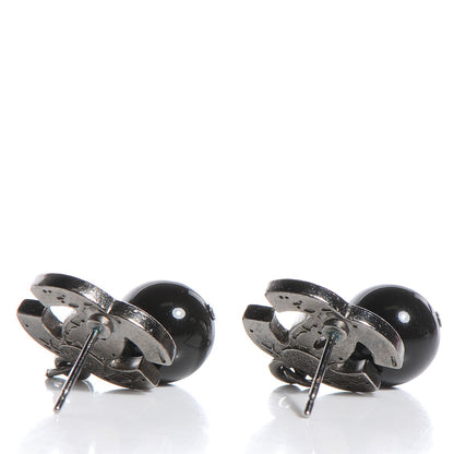 Chanel CC Globe Drop Earrings Ruthenium 2 of 4