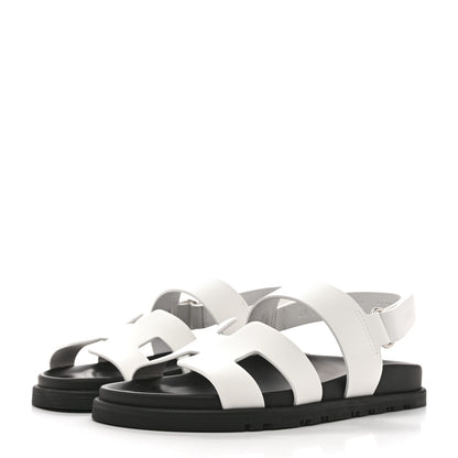 Hermes Calfskin Womens Genius Sandals 37 White 4 of 10