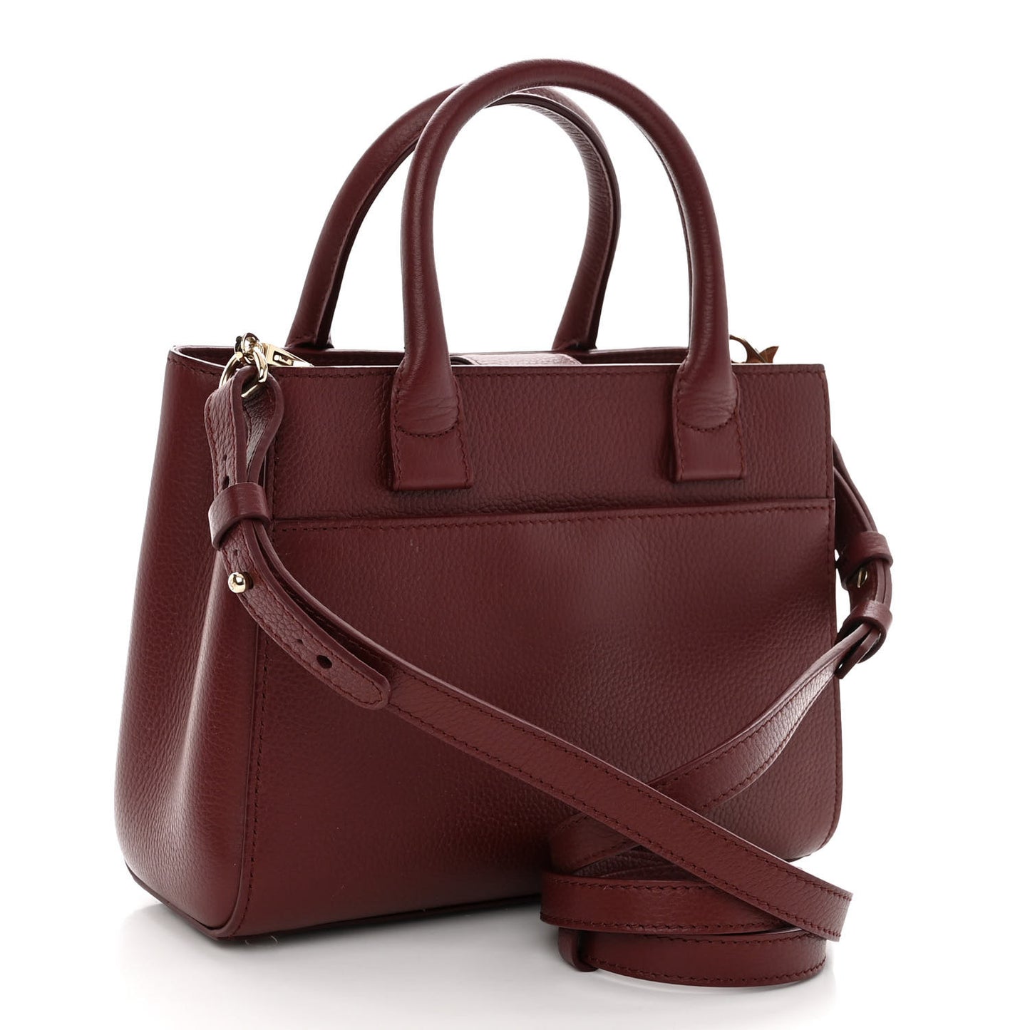 Grained Calfskin Mini Neo Executive Shopper Tote Burgundy