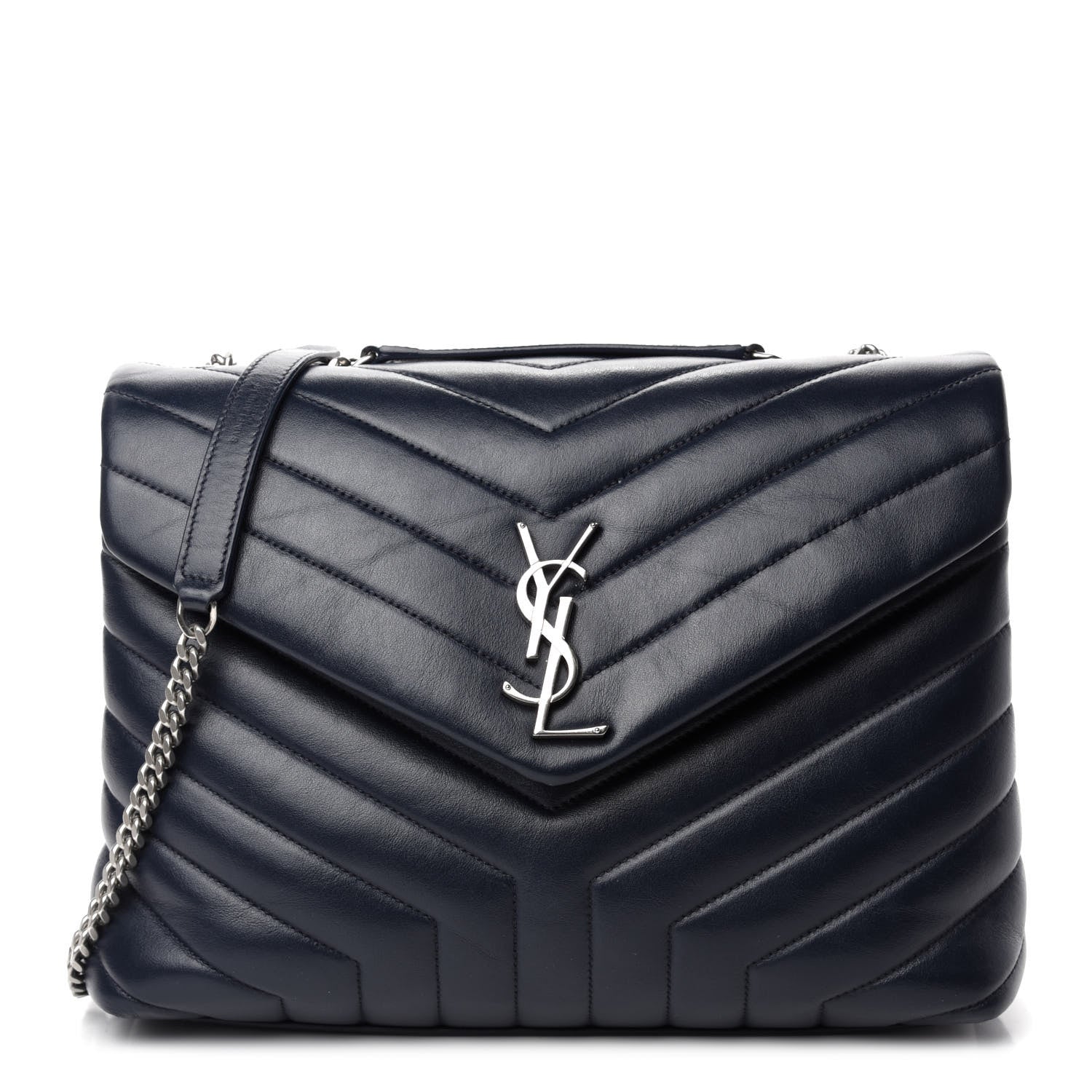 Saint Laurent Calfskin Y Quilted Monogram Medium Loulou Chain Satchel Medium Blue 1 of 11