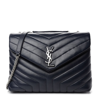 Saint Laurent Calfskin Y Quilted Monogram Medium Loulou Chain Satchel Medium Blue 1 of 11