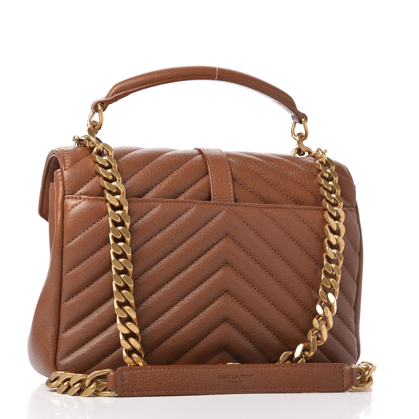 Calfskin Matelasse Chevron Monogram Medium College Bag Brick