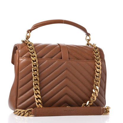 Saint Laurent Calfskin Matelasse Chevron Monogram Medium College Bag Brick 3 of 9