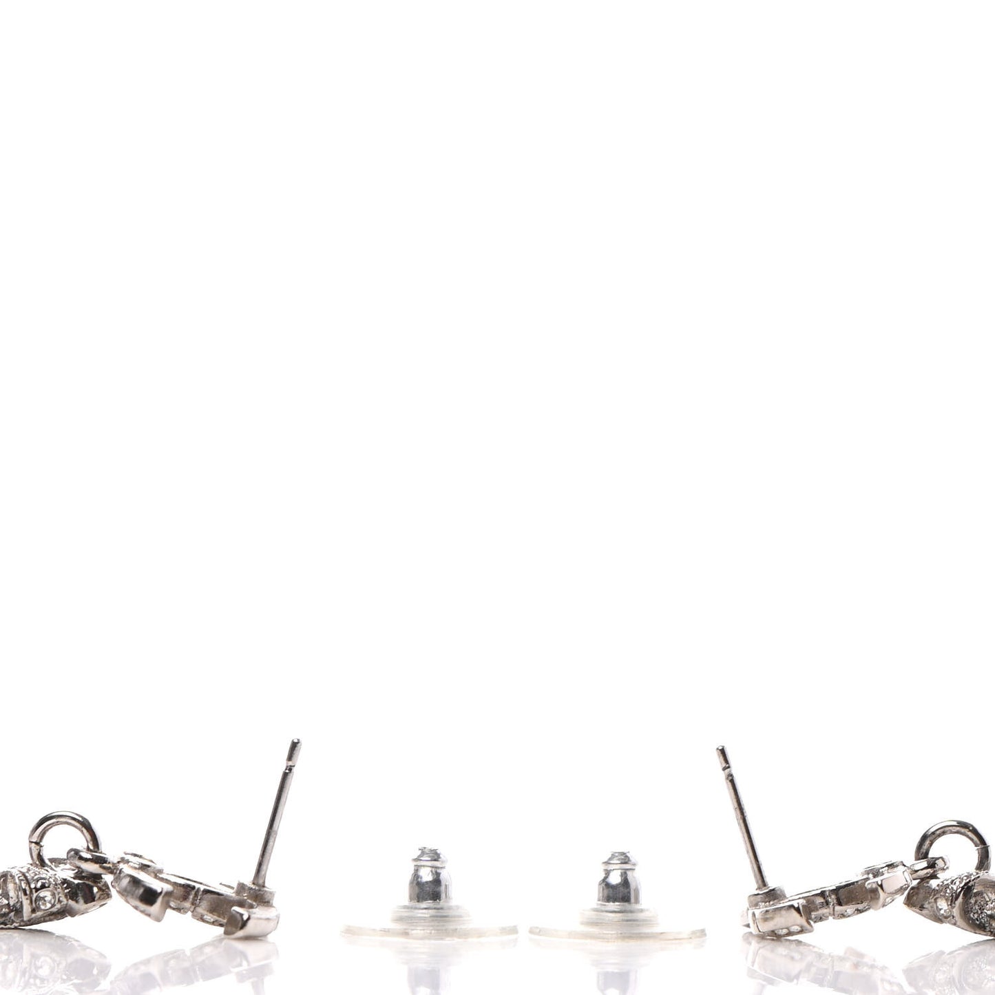Crystal CC Drop Earrings Silver