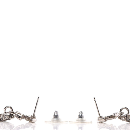 Chanel Crystal CC Drop Earrings Silver 3 of 4