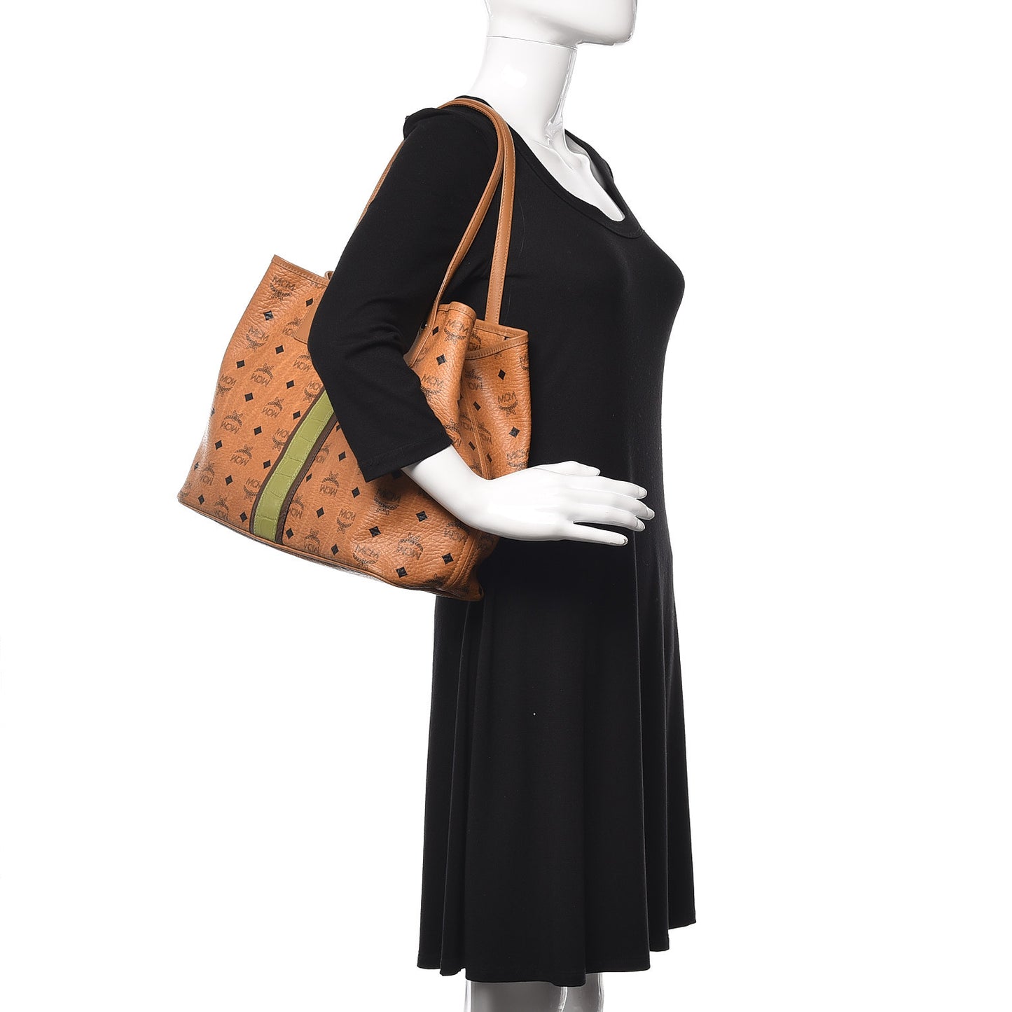 Visetos Crocodile Embossed Medium Liz Shopper Tote Cognac