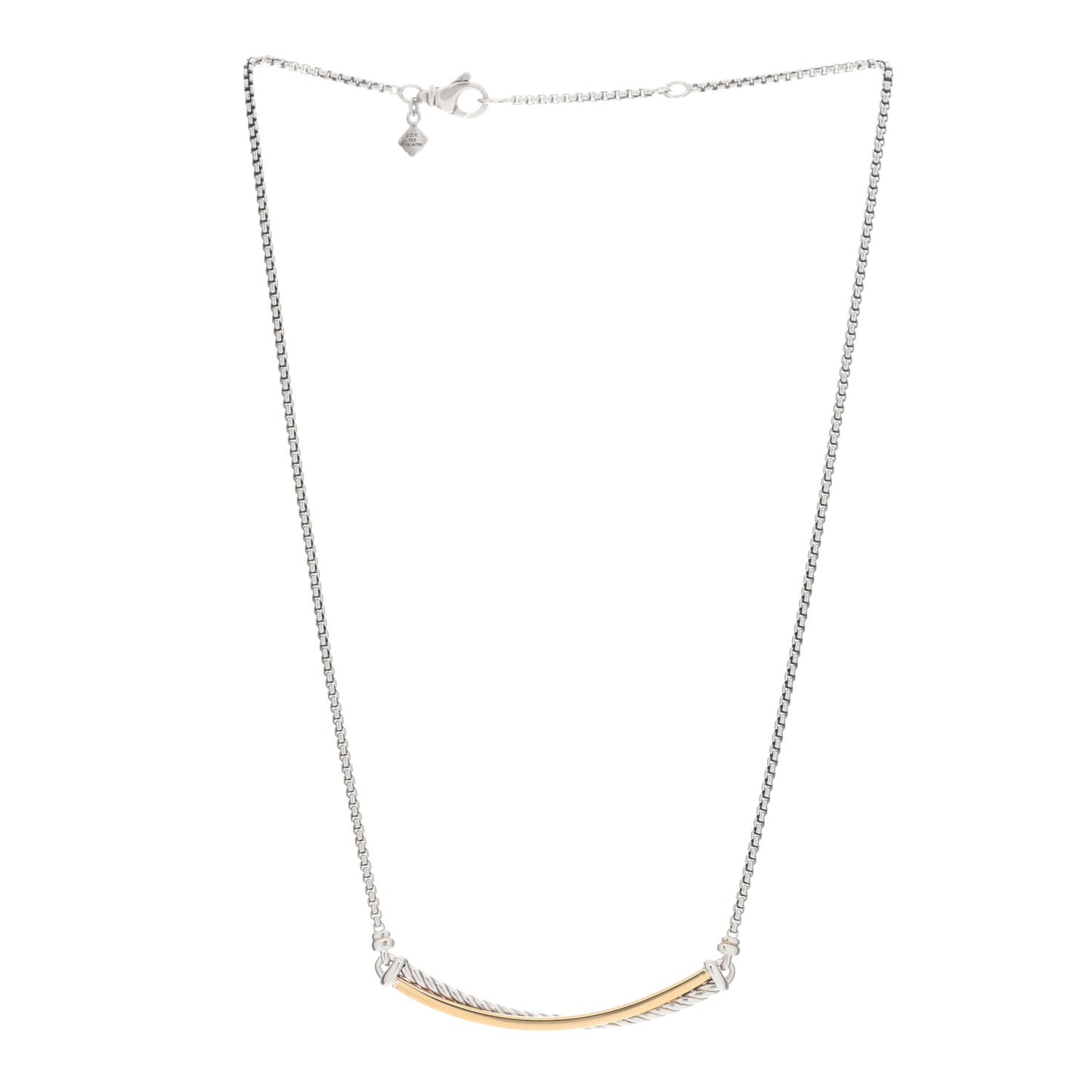 Sterling Silver 18K Yellow Gold Crossover Bar Pendant Necklace