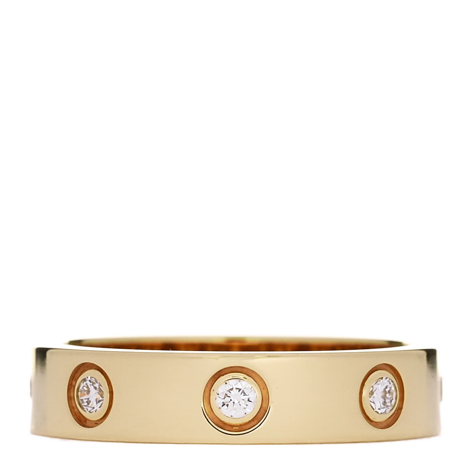 Cartier 18K Yellow Gold 8 Diamond 4mm LOVE Wedding Band Ring 49 5 1 of 5