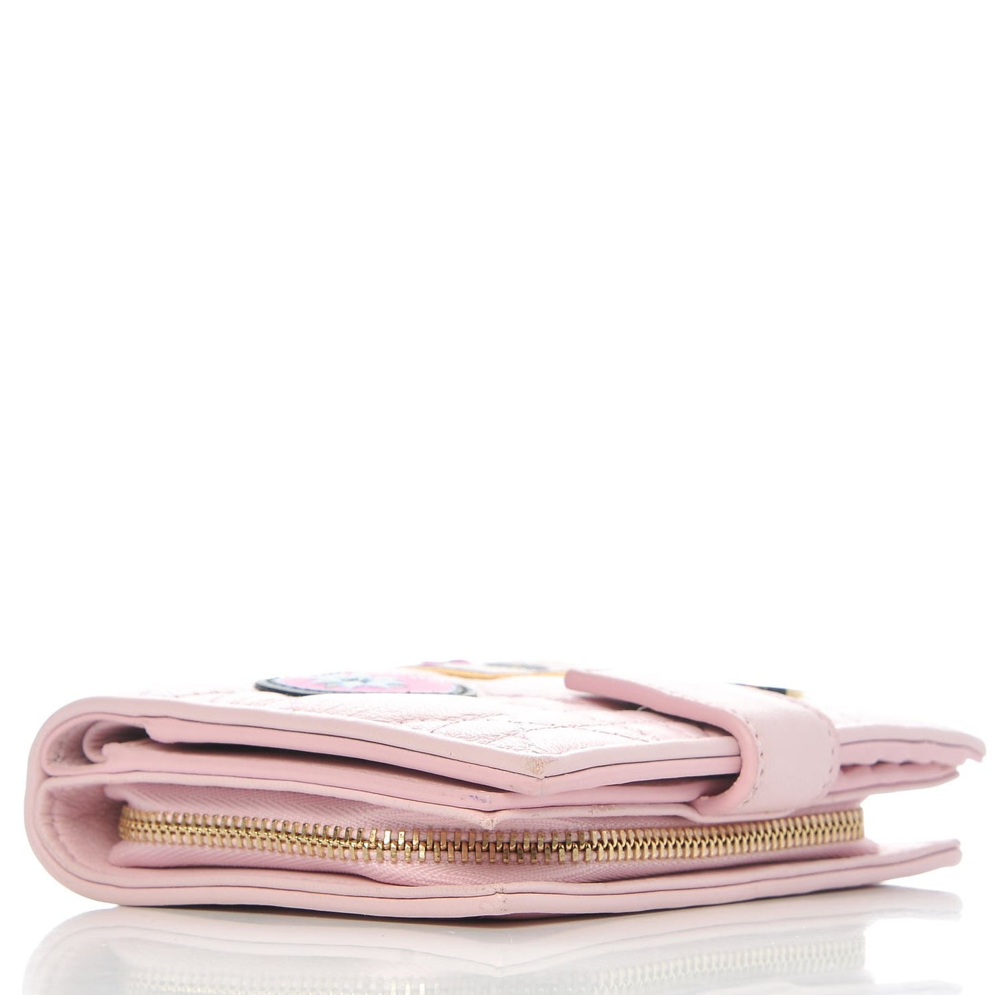 Lambskin Cannage Lucky Badge Eden Wallet Pink