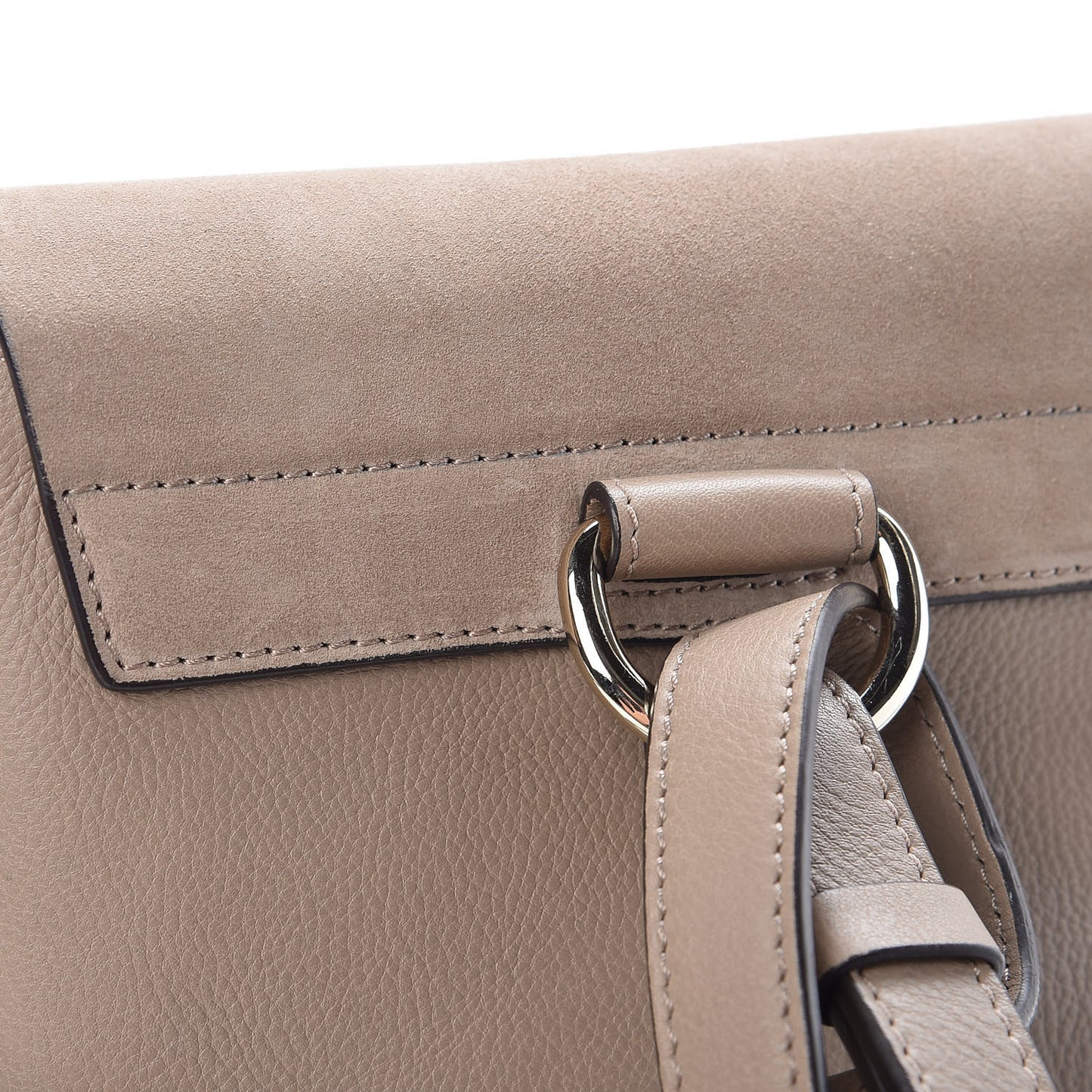 Suede Calfskin Small Faye Backpack Motty Grey