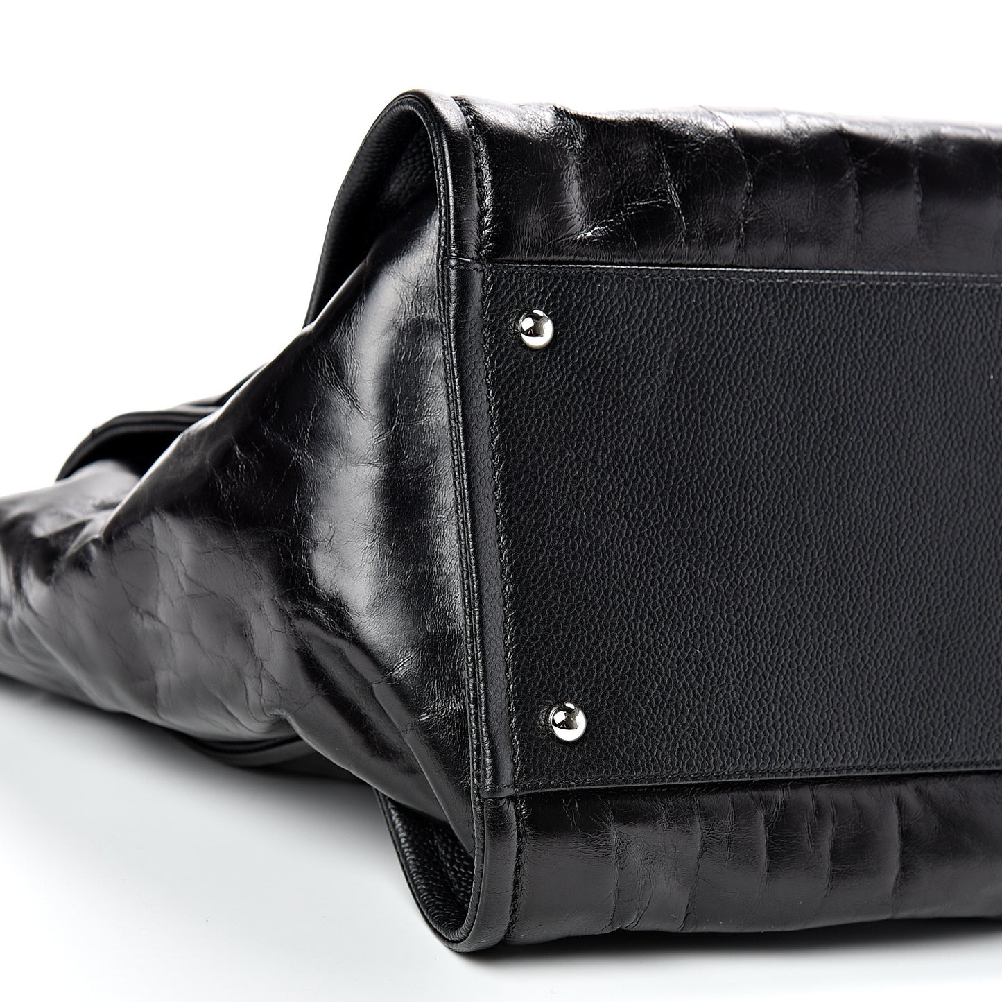 Glazed Calfskin Medium Deauville Tote Black