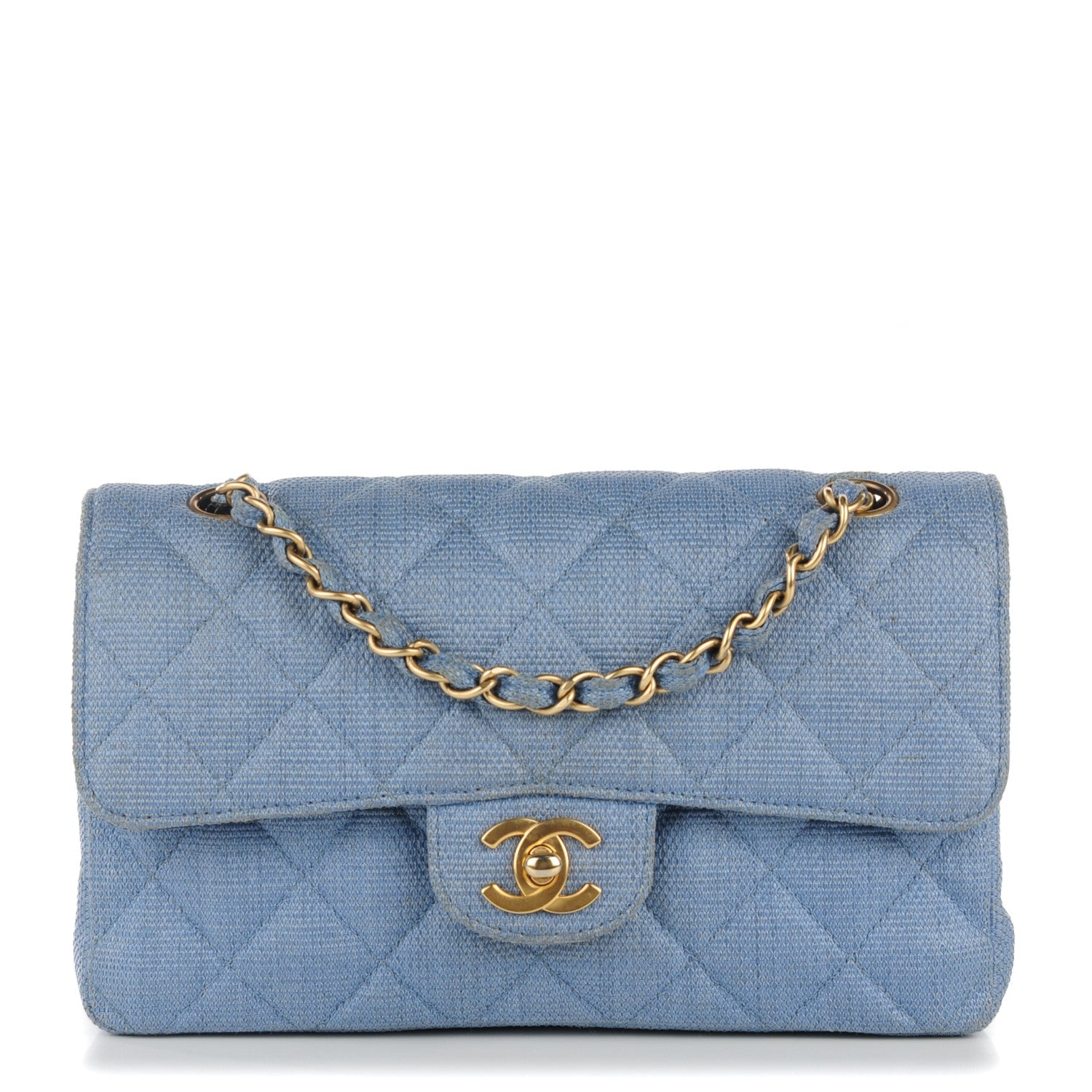 Chanel Tweed Quilted Small Double Flap Blue 1 of 13