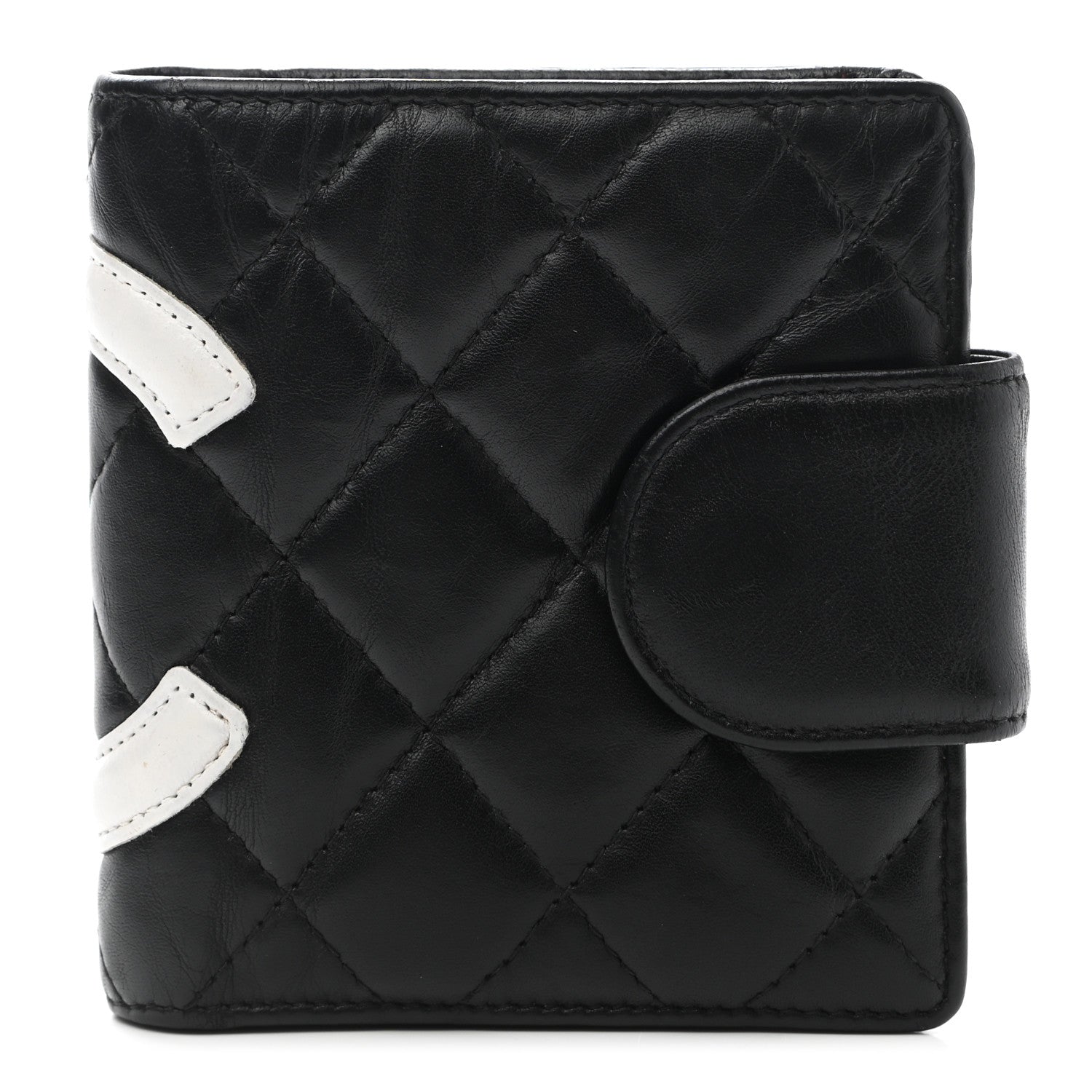 Chanel Calfskin Quilted Cambon Bi-Fold Wallet Black White 1 of 9
