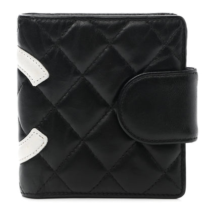 Chanel Calfskin Quilted Cambon Bi-Fold Wallet Black White 1 of 9