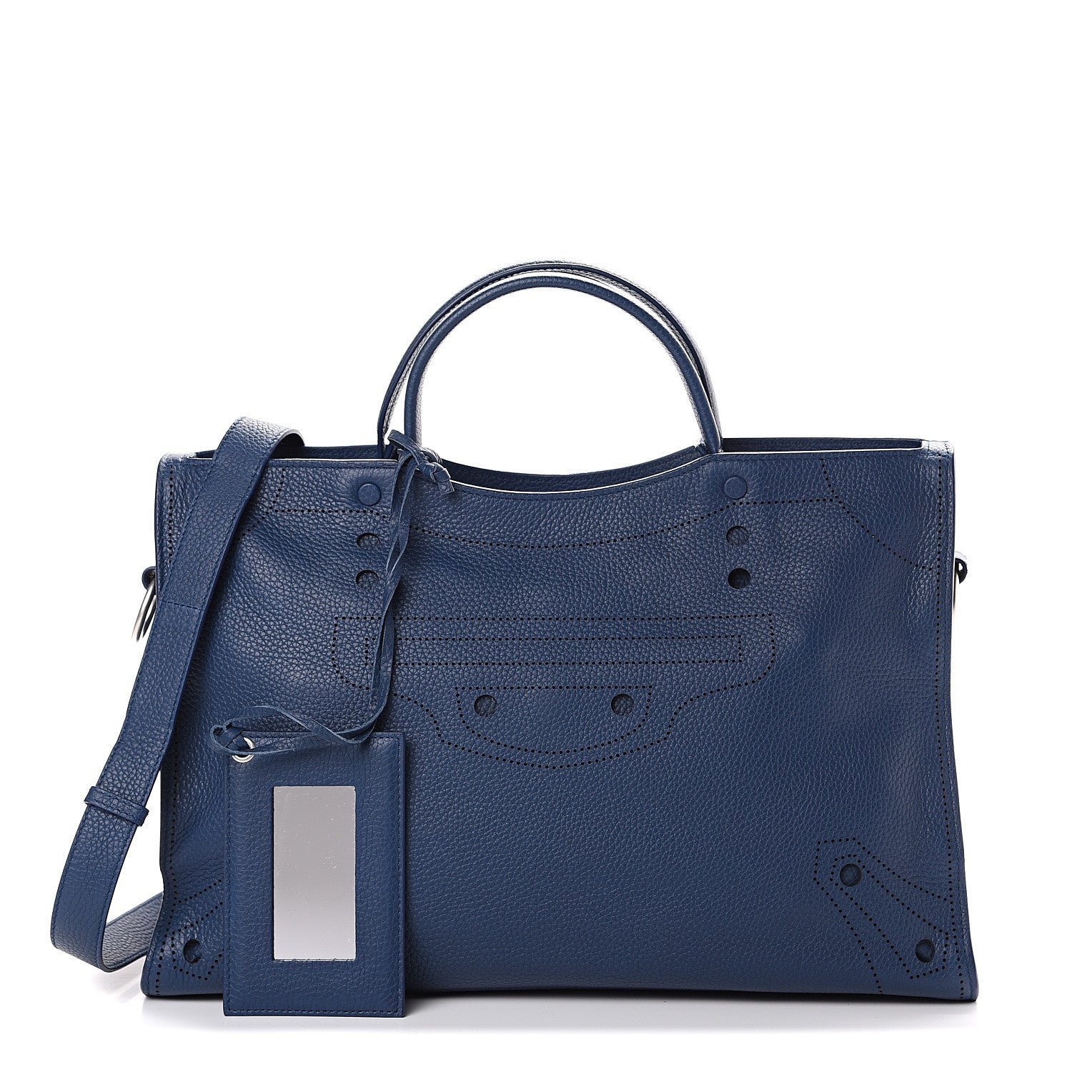 Balenciaga Veau Grana Perforated Blackout Hardware City Bleu Tanzanite 1 of 12