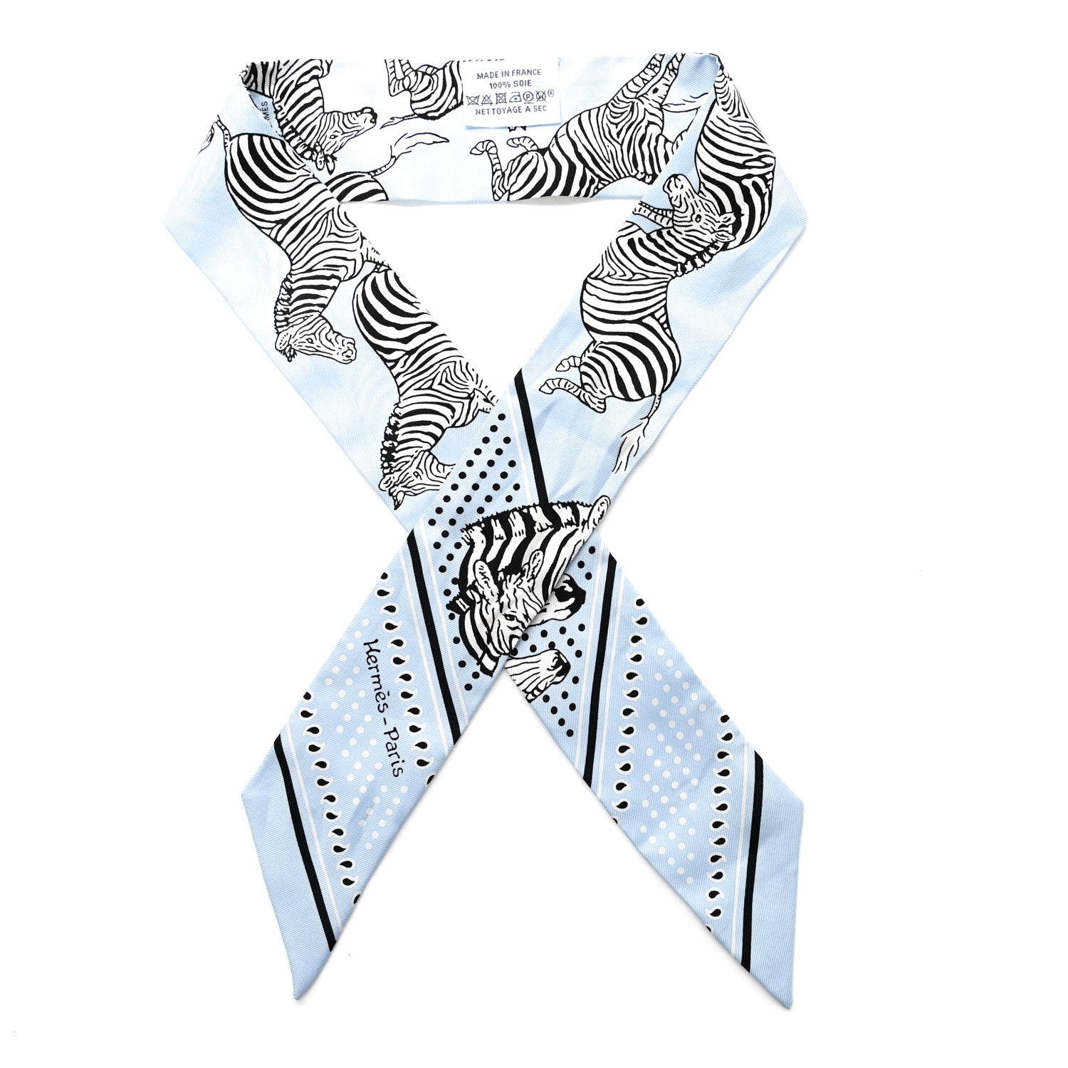 Hermes Silk Les Zebres Twilly Ciel Black White 1 of 4