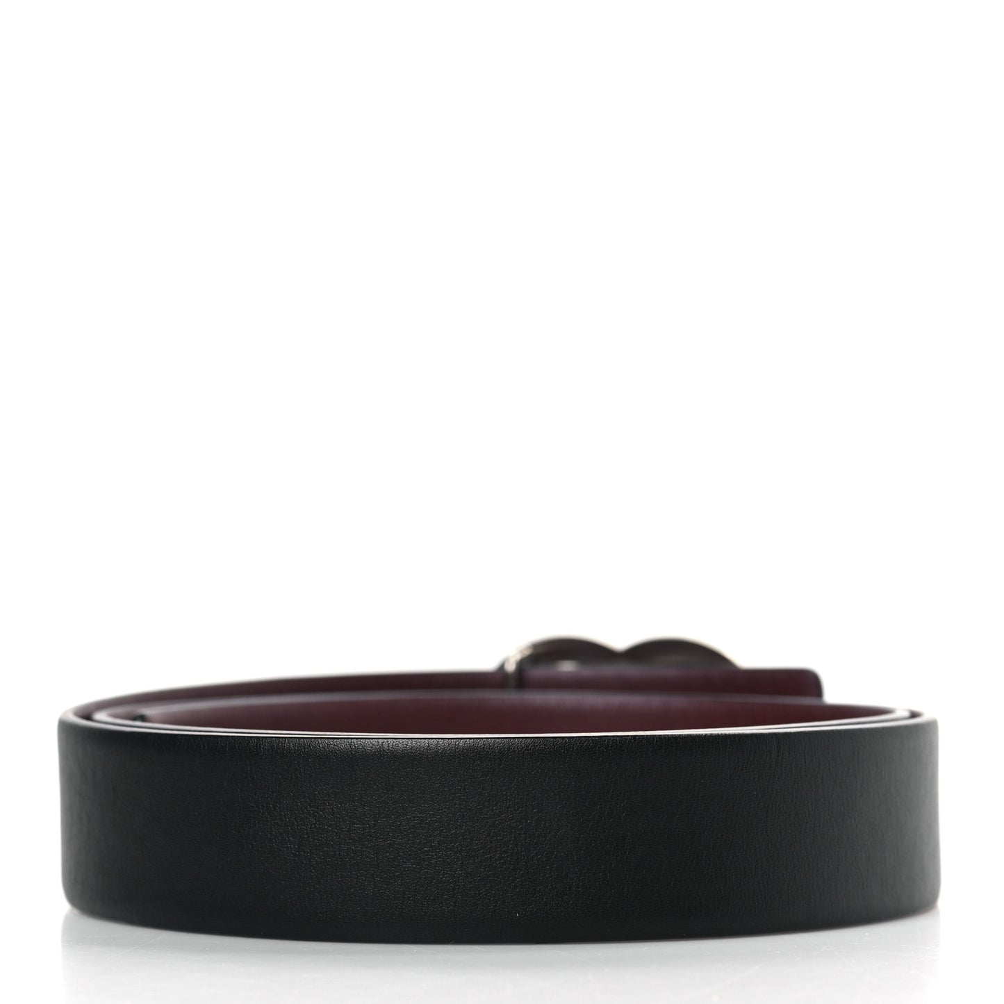 Calfskin CC Reversible Belt 85 34 Black Burgundy