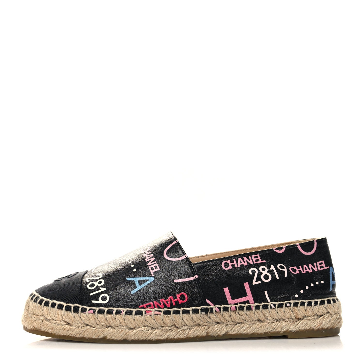 Chanel Lambskin Grosgrain Printed Espadrilles 38 Multicolor Black 1 of 10
