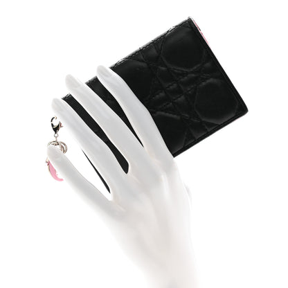 Christian Dior Lambskin Cannage Bi-Color Small Lady Dior Flap Card Holder Black Pink 2 of 13