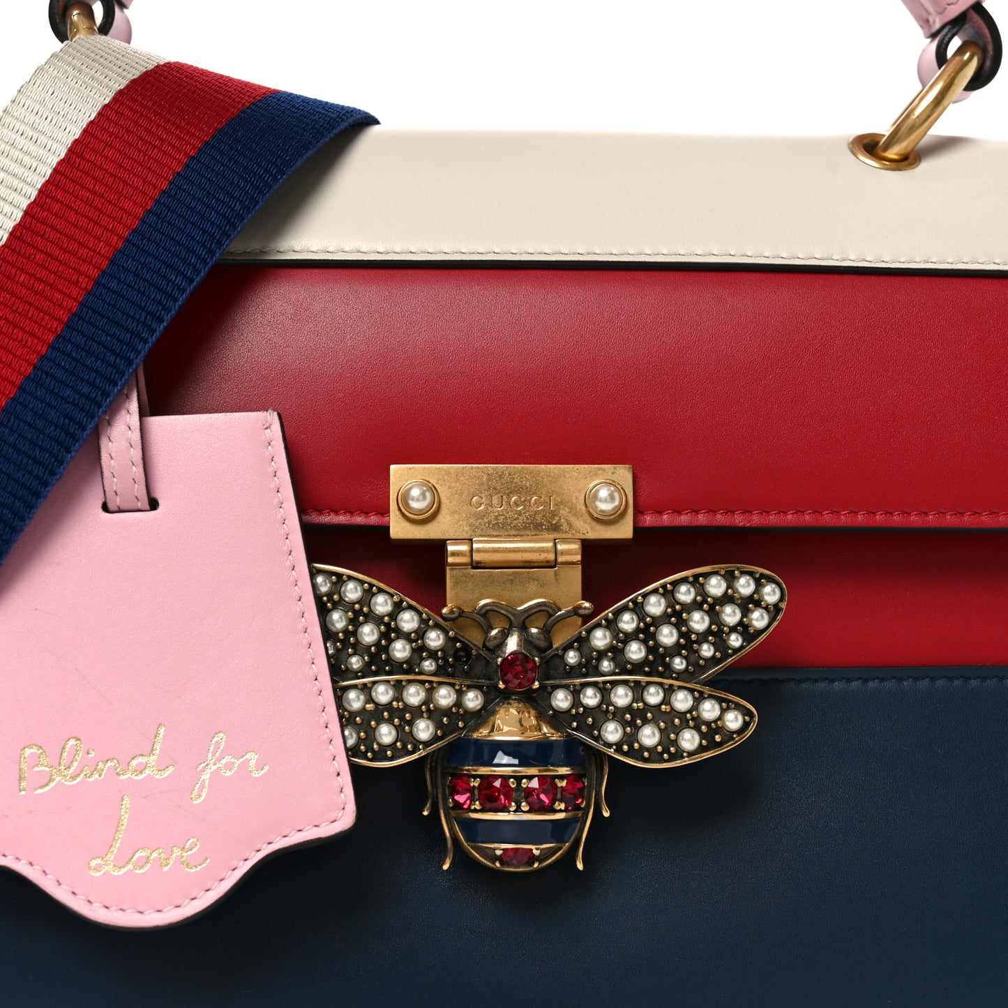 Calfskin Sylvie Web Small Queen Margaret Top Handle Bag Blue Agata Hibiscus Red Mystic White Sugar Pink