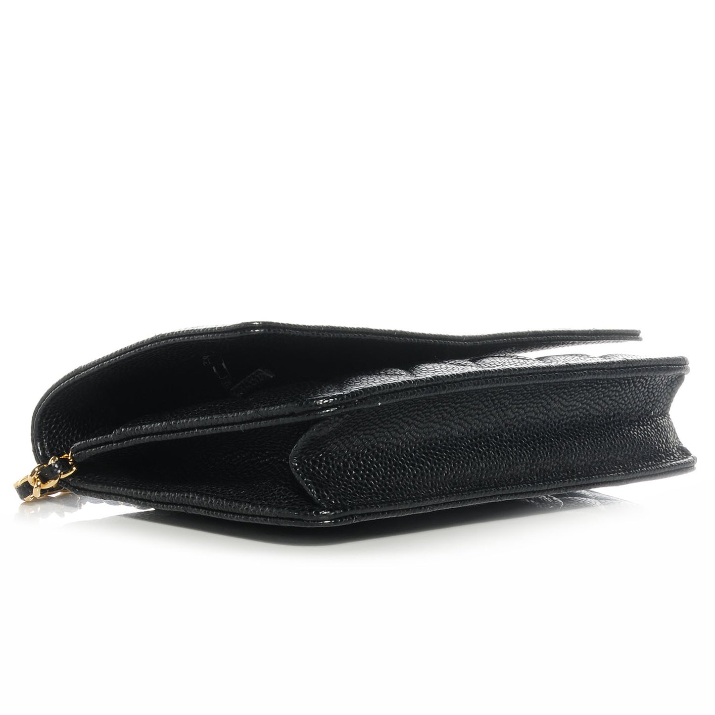 Caviar Quilted Wallet on Chain Black