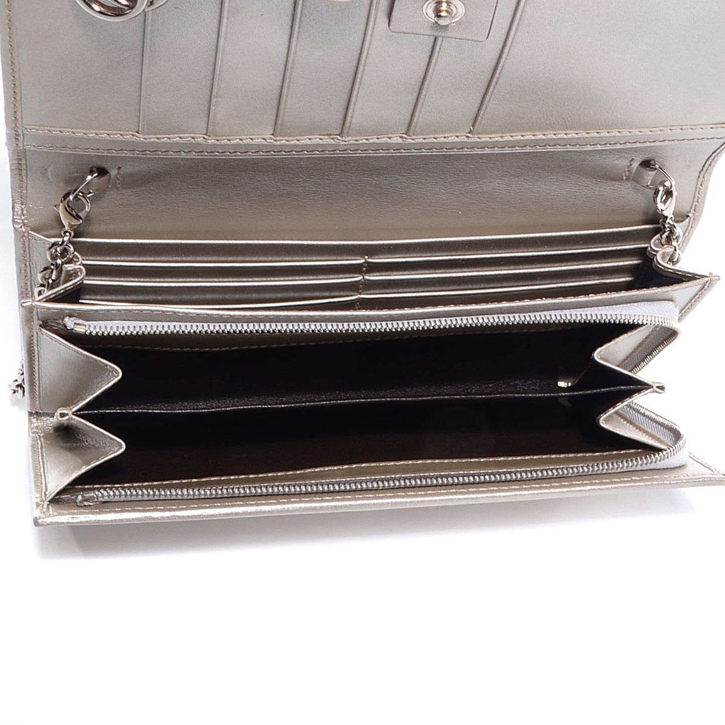 Imprime Monogram GG Pierce Chain Clutch Wallet Silver
