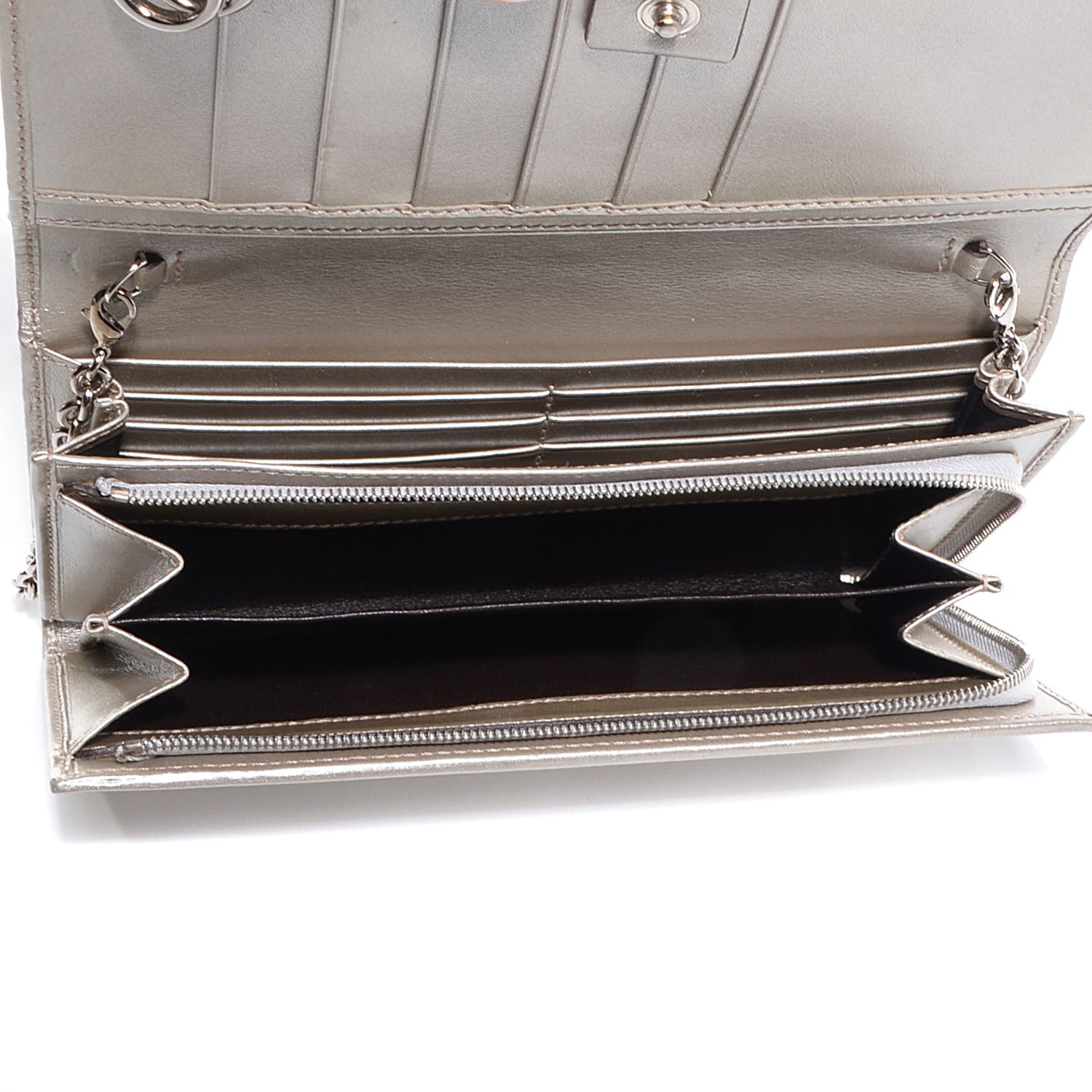 Gucci Imprime Monogram GG Pierce Chain Clutch Wallet Silver 9 of 9