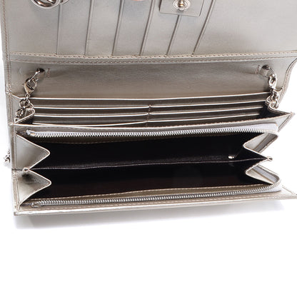 Gucci Imprime Monogram GG Pierce Chain Clutch Wallet Silver 9 of 9