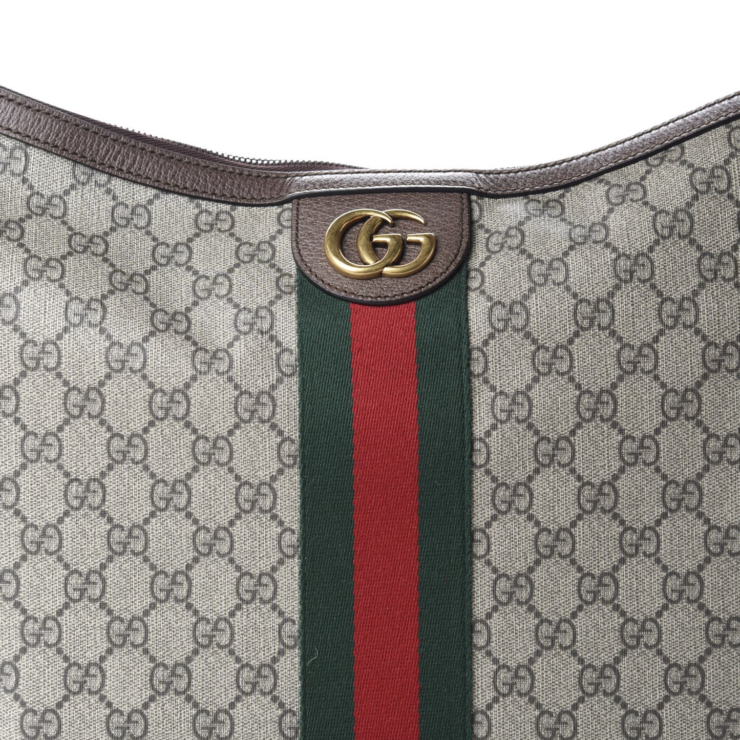 GG Supreme Monogram Web Ophidia Half Moon Hobo Brown