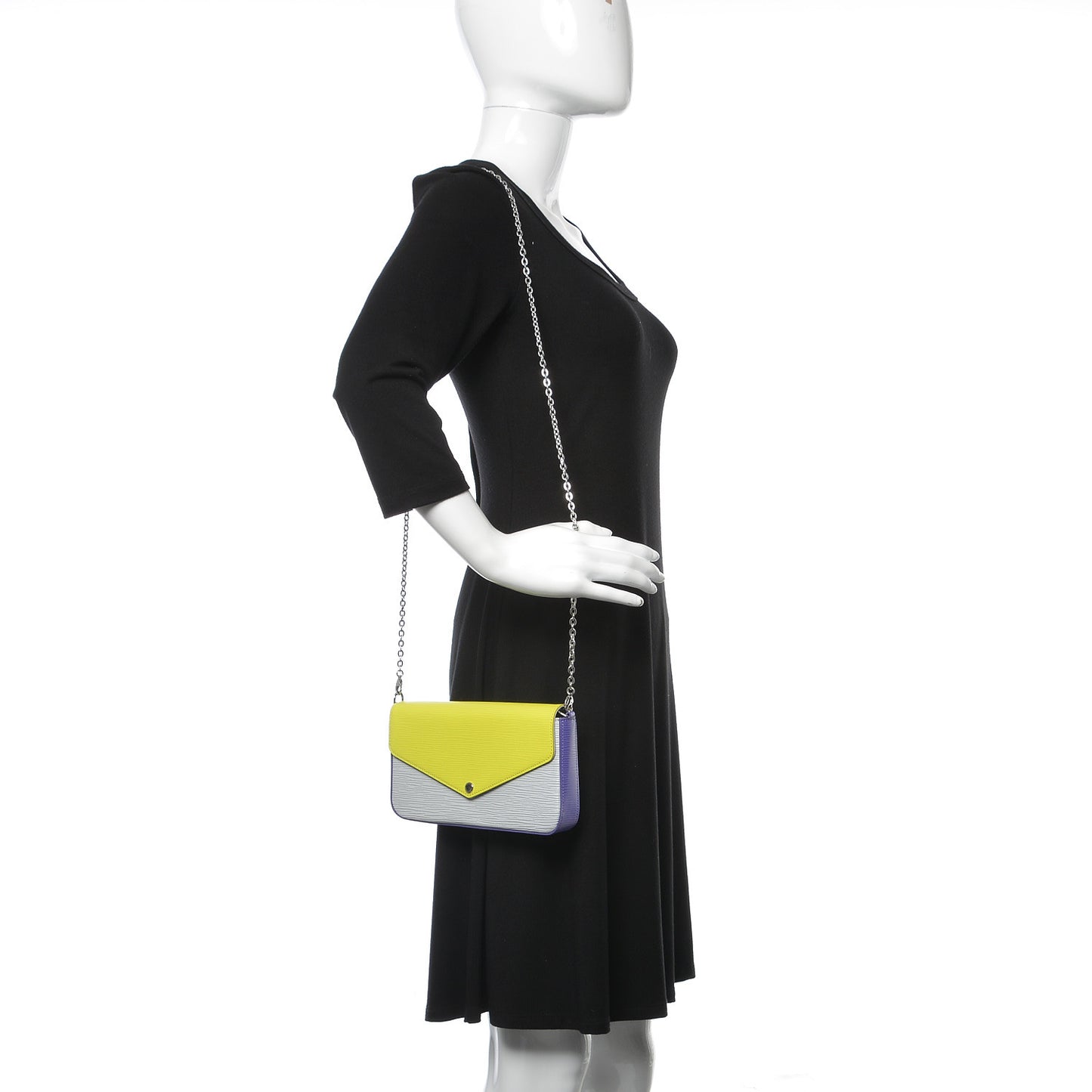 Epi Tri-Color Felicie Pochette Acid Yellow Sky