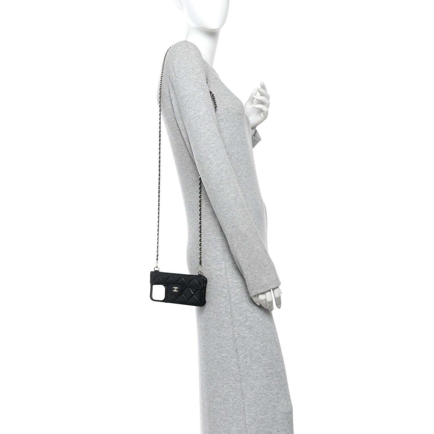 Chanel Caviar Quilted Pearl Crush iPhone 15 Pro Max Holder With Chain Black 2 of 10