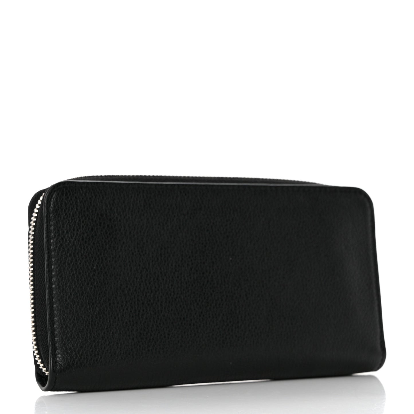 Calfskin Zippy Lockme Wallet Black