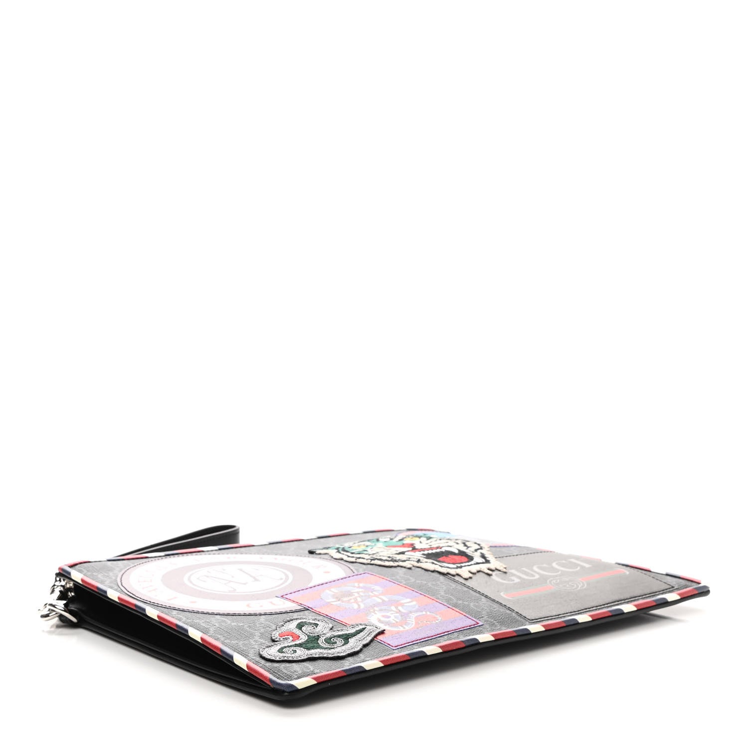 Gucci GG Supreme Monogram Night Courrier Zip Wristlet Pouch Black Multicolor 4 of 8