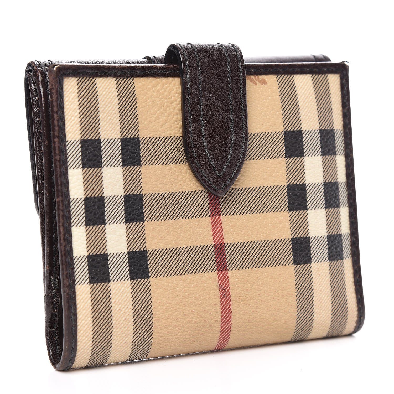 Burberry Haymarket Check Compact Wallet Chocolate 3 of 14