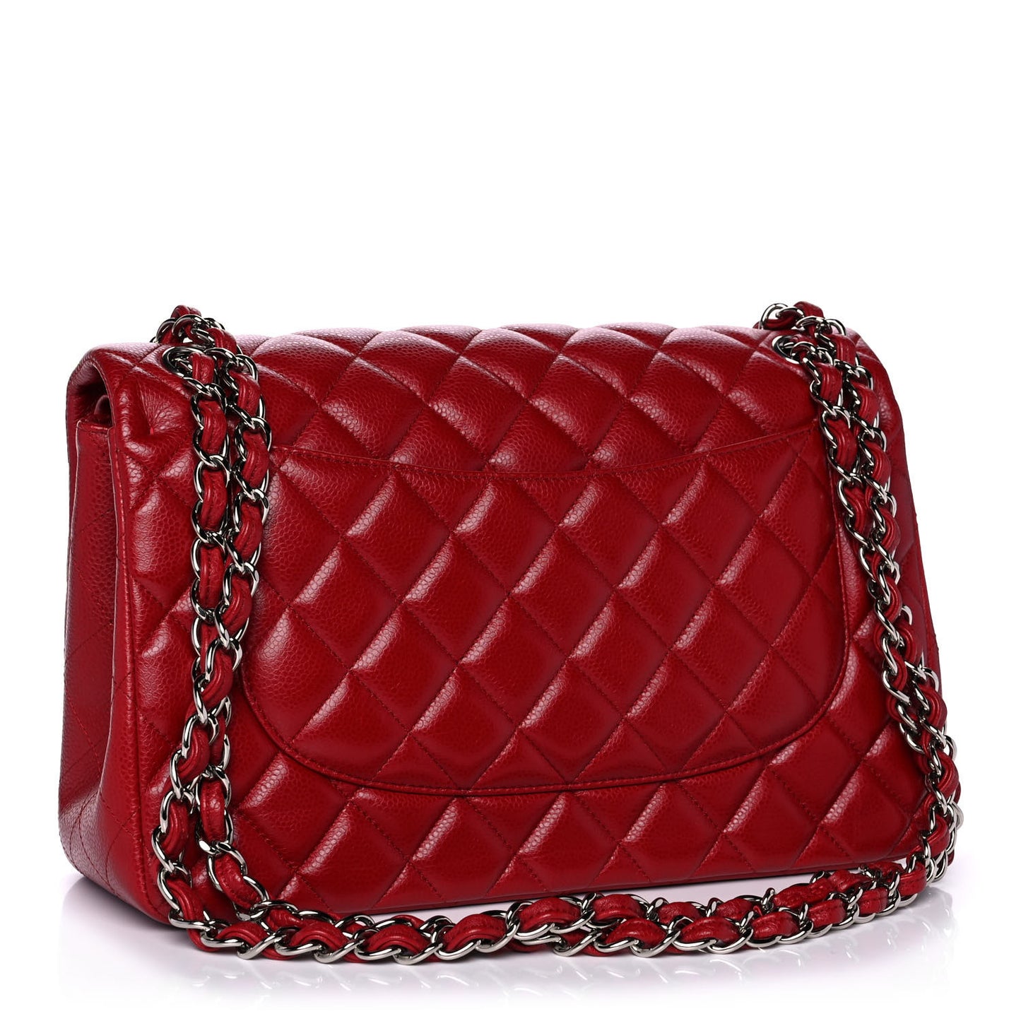 Caviar Quilted Jumbo Double Flap Dark Red