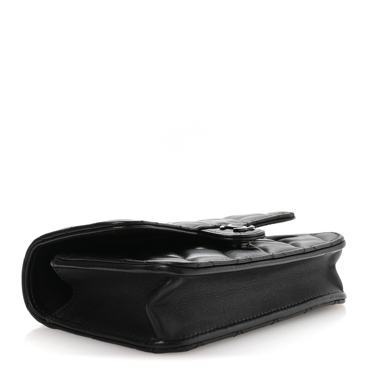 Lambskin Quilted Flap Phone Holder With Chain So Black