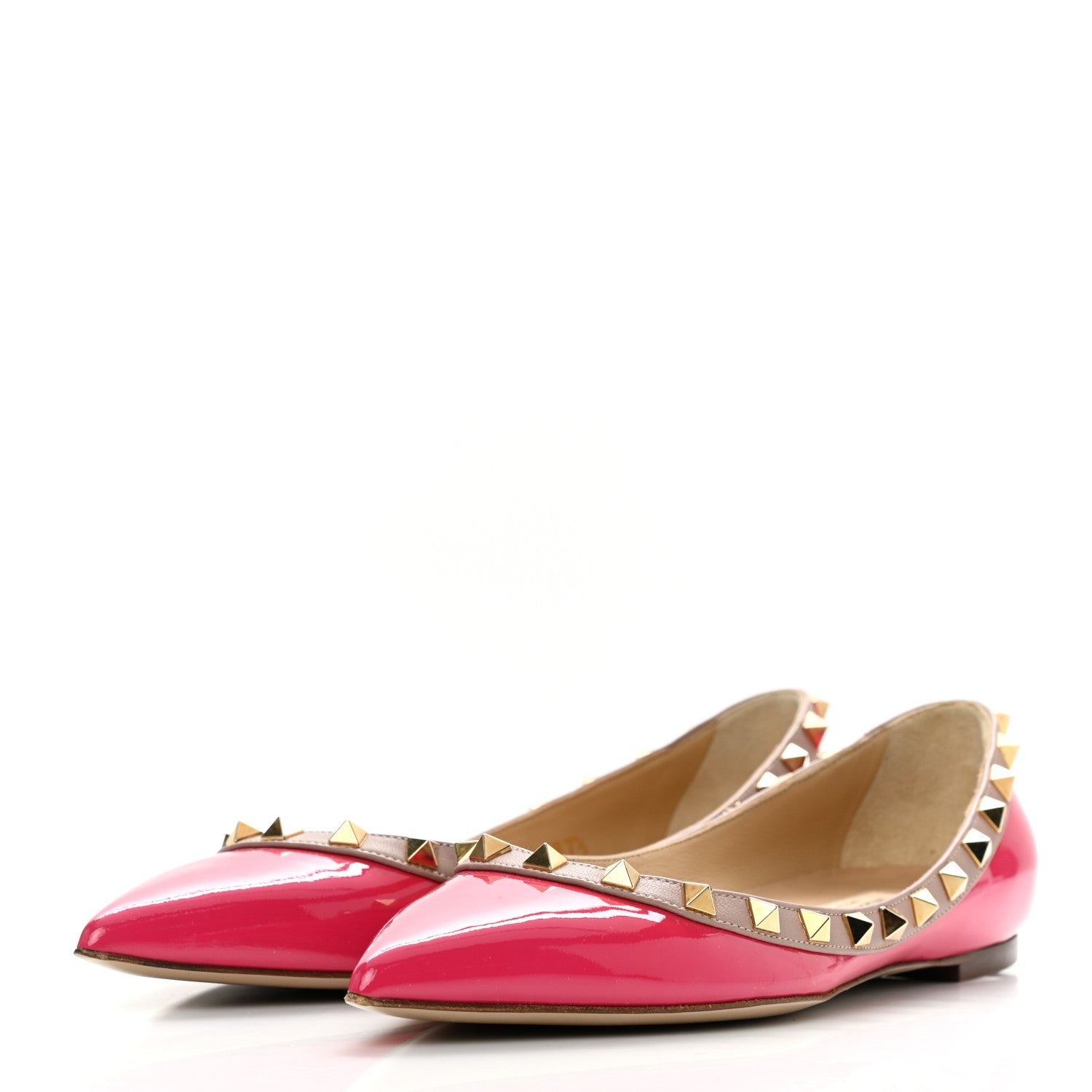 Valentino Garavani Patent Nappa Rockstud Ballerina Flats 37.5 Framboise Poudre 3 of 8