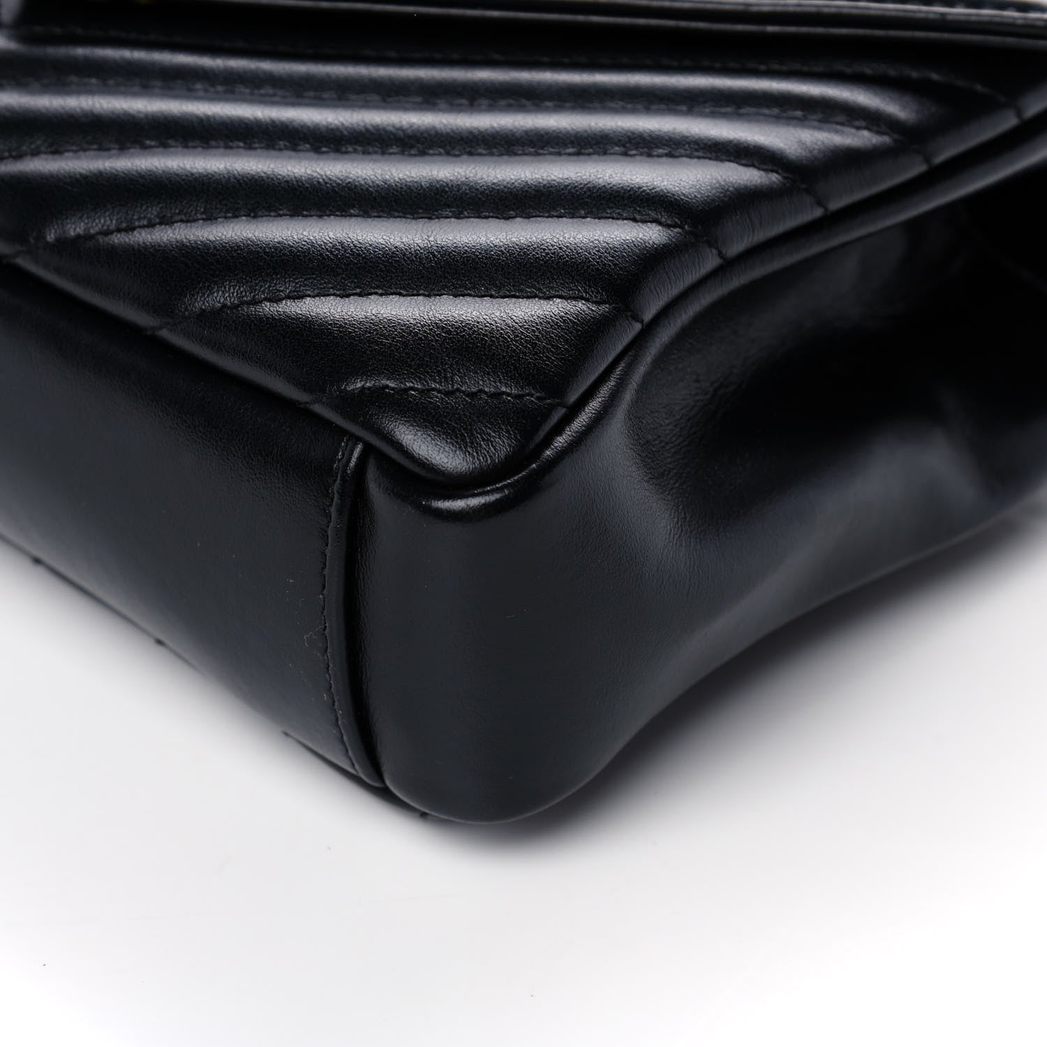 Saint Laurent Calfskin Matelasse Chevron Studded Monogram Medium College Bag Black 9 of 11