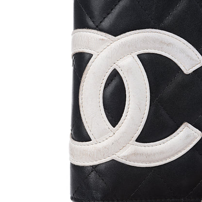 Chanel Calfskin Quilted Cambon Yen Wallet Black White 8 of 12