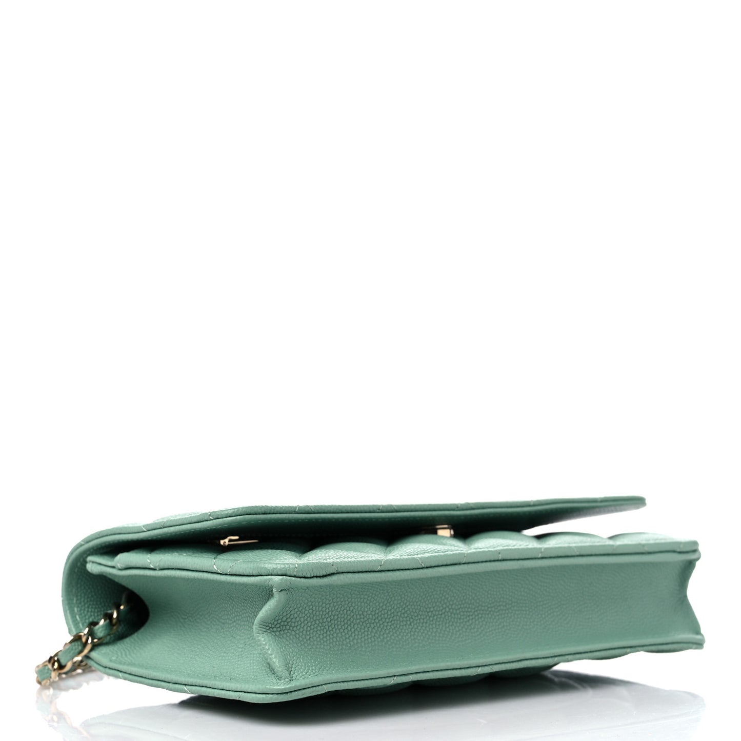 Caviar Quilted Wallet on Chain WOC Light Green
