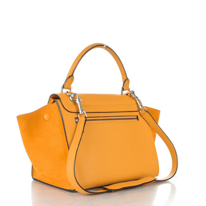 Celine Drummed Calfskin Suede Small Trapeze Ocre 3 of 6