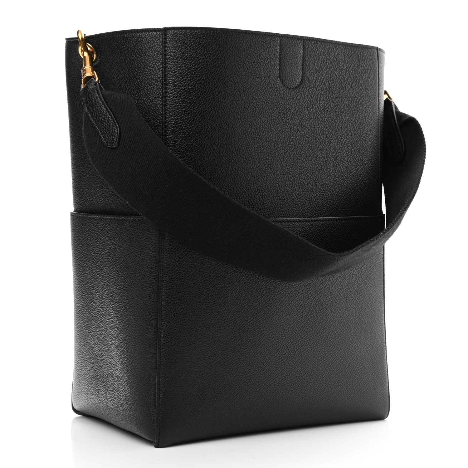 Celine Soft Grained Calfskin Sangle Bucket Bag Black 3 of 9
