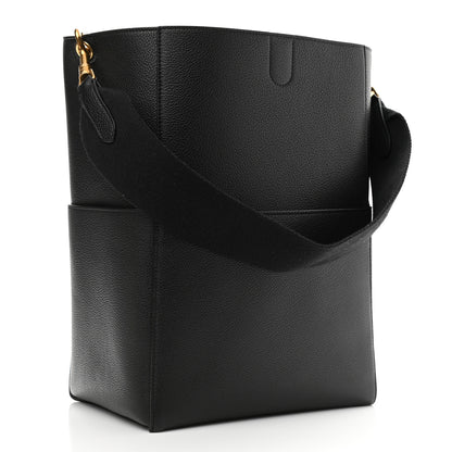 Celine Soft Grained Calfskin Sangle Bucket Bag Black 3 of 9