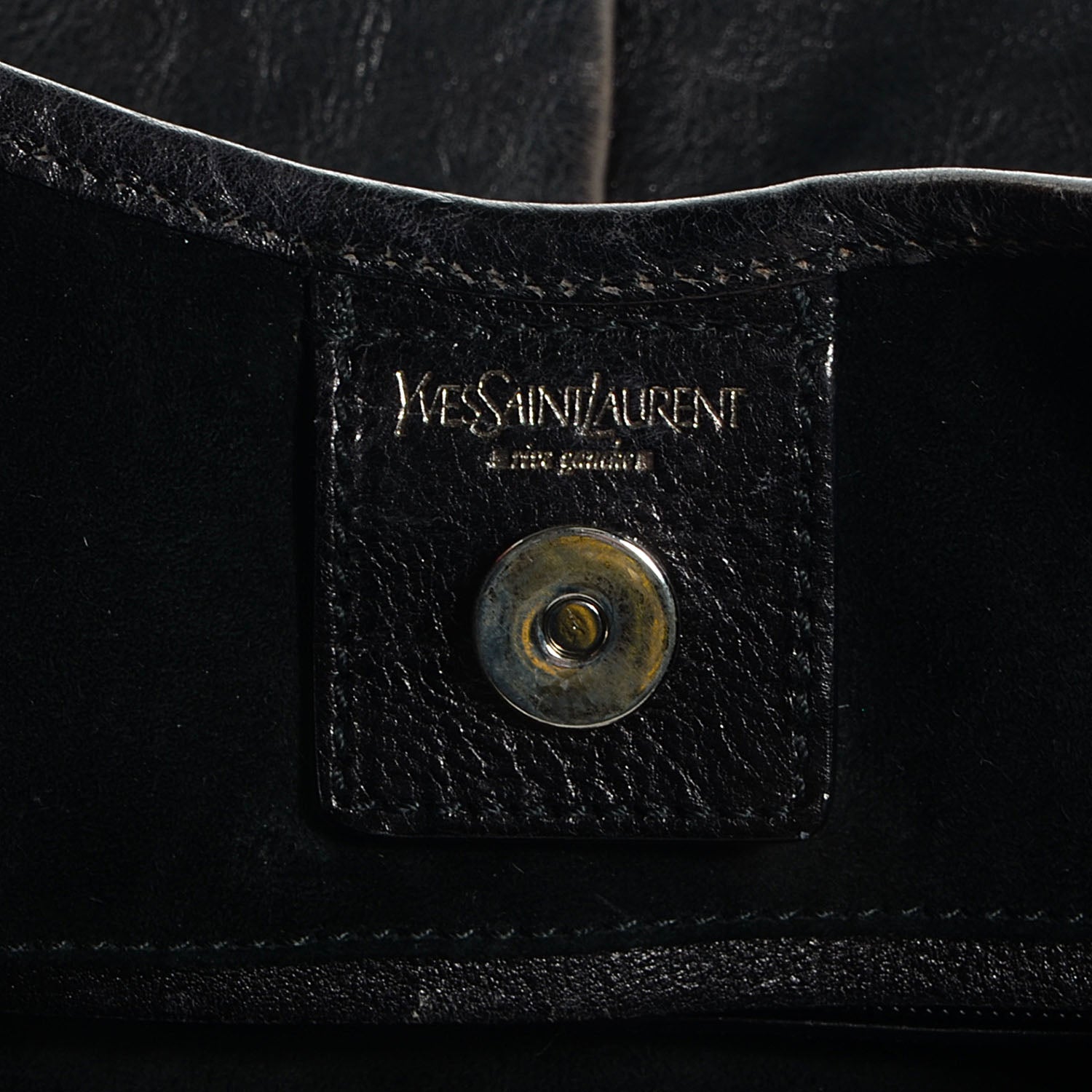 Saint Laurent Buffalo Leather Medium Mombasa Horn Bag Black 6 of 7